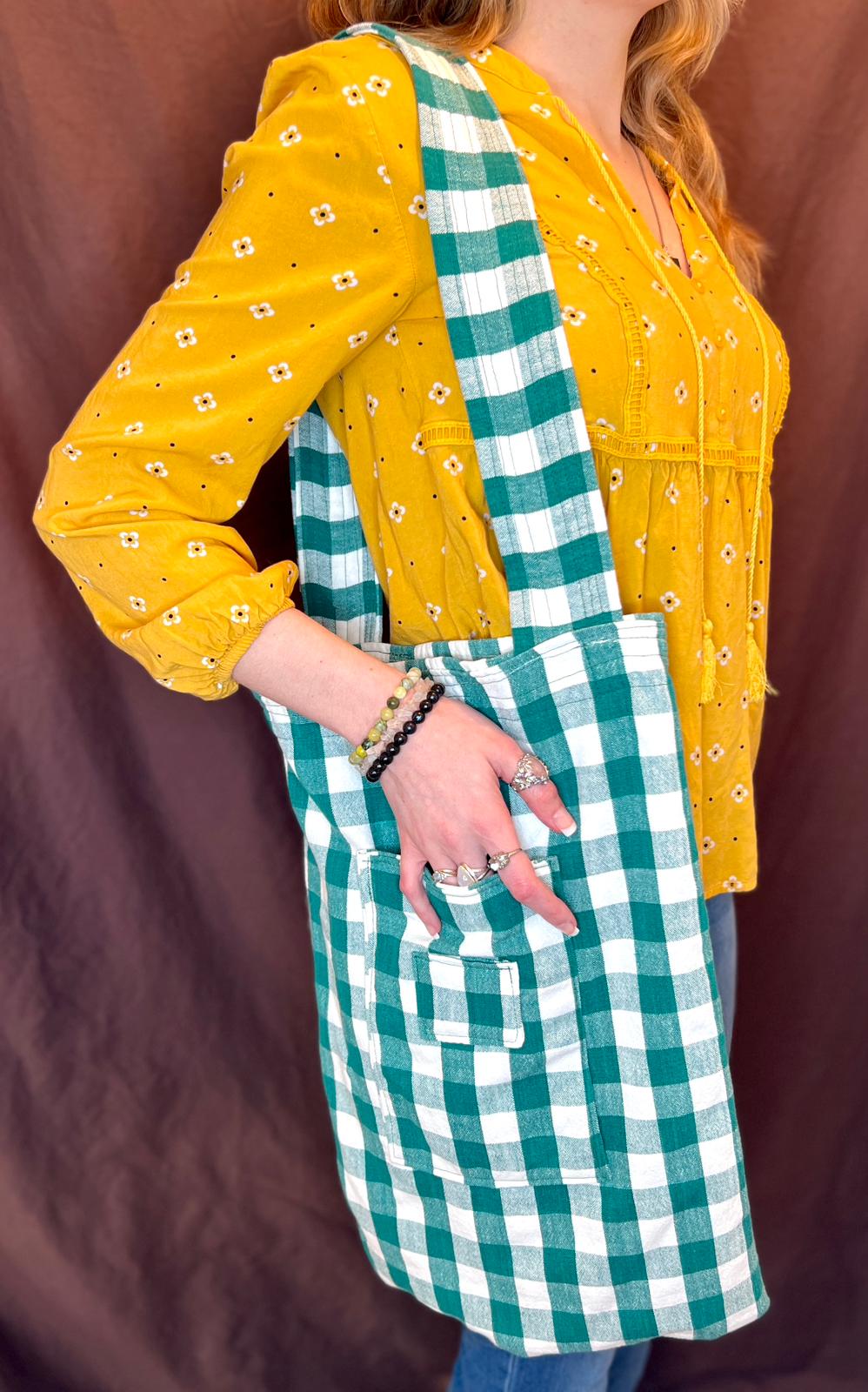 Sling Bag, Green & White Checkered