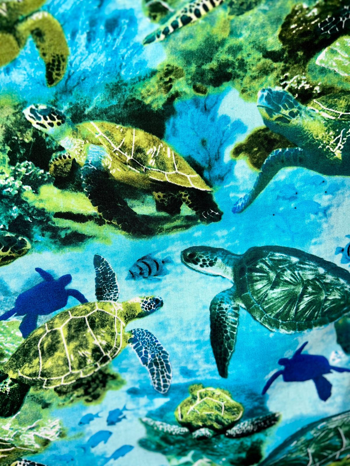 Sling Bag, Aqua Blue Sea Turtle Print