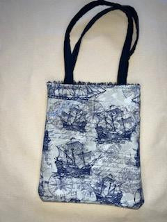 Nautical Blue Sailing Ships with Grey background