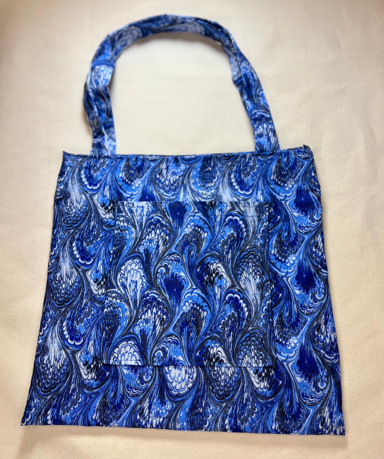File Folder Tote Bag with Blue Swirls