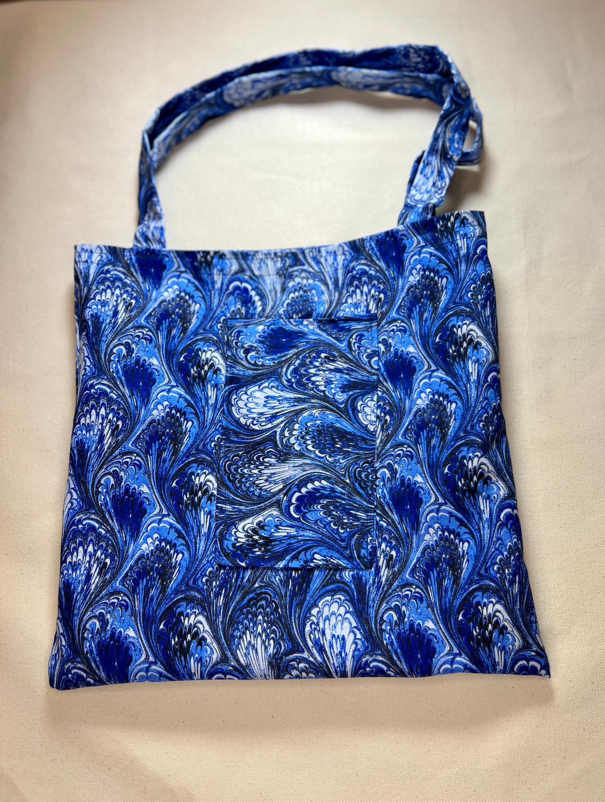 File Folder Tote Bag with Blue Swirls